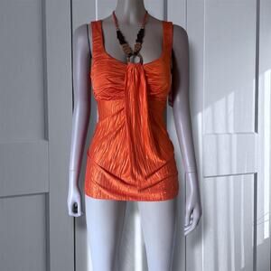 Y2k orange ruched boho blouse